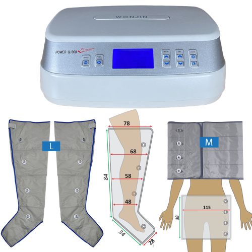 Power Q-1000 Premium sada – pár manžiet na nohy veľkosti L a pásová manžeta veľkosti M